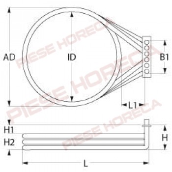 Rezistenta cuptor convectie, convectomat, INOXTREND, LOTUS, MARELS, MODULAR, WHIRLPOOL, 7800W, 230V, 3 circuite, ǿ interior -264mm, ǿ exterior-277mm, lungime-315mm. Cod catalog producator RRC309000, RRC3090-00. Pentru modelele M_, CE-10, CVE-10 +KTE 